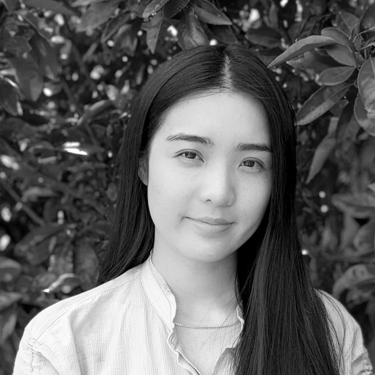 Black and white photo of Vicky Li